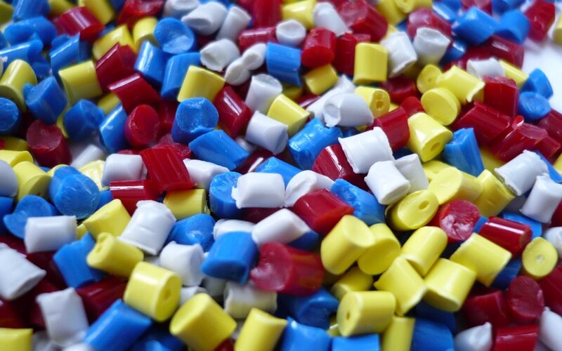 Colorful polymer granules close-up